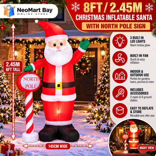 8ft christmas inflatable santa - christmas,